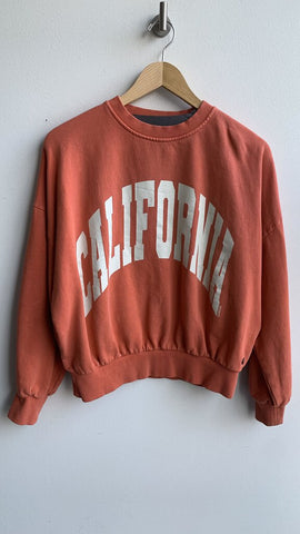 Pre-Owned Garcia Orange 'California' Logo Crew Neck Sweatshirt- Size Small