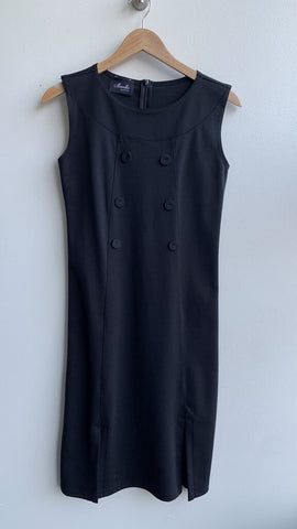 Pre-Owned Marallis Collection Black Sleeveless Faux Button Bust Dress- Size Medium (Estimated)