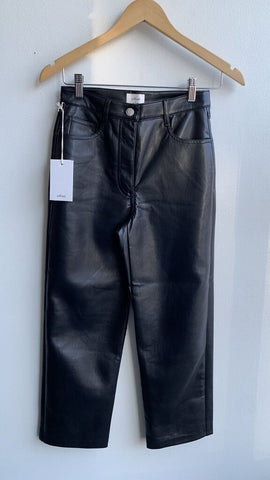 Pre-Owned Wilfred Black 'The Melina' Cropped Faux Leather Pants (NWT)- Size 4