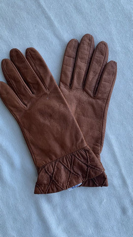 Pre-Owned Brown Genuine Leather Glove