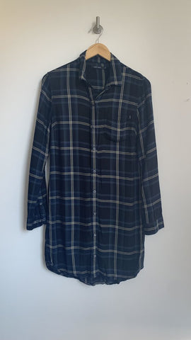 Pre-Owned Obey N89 Navy Plaid Long Sleeve Tunic - SIze Small