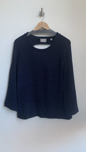 Pre-Owned Cyrus Navy Back Cut-Out Wide Sleeve Sweater - Size Large