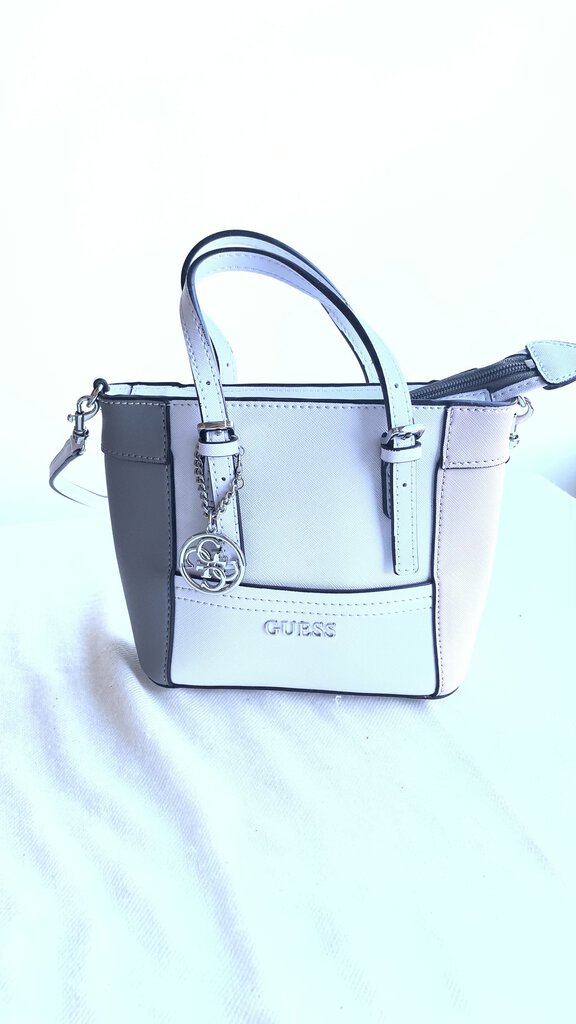 Pre-Owned Guess White/Grey/Pink Mini Handbag/Crossbody