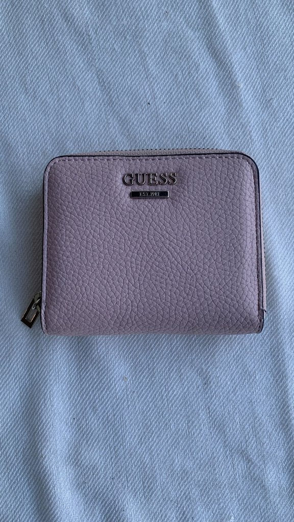 Pre-Owned Guess Pink/Brown Mini Zip Wallet