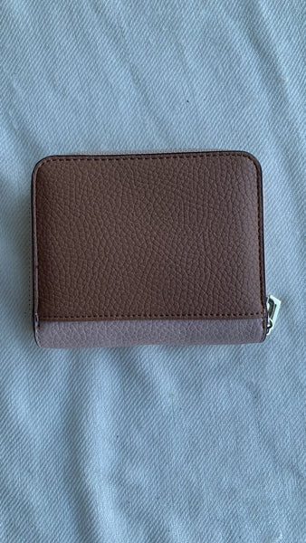 Pre-Owned Guess Pink/Brown Mini Zip Wallet