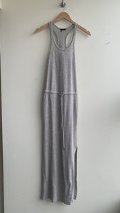 Pre-Owned Dex Grey Heathered Drawstring Waist Sleeveless Maxi Dress- Size X-Small