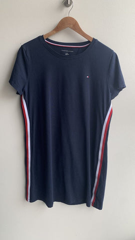 Pre-Owned Tommy Hilfger Navy Round Neck T-Shirt Dress- Size Large