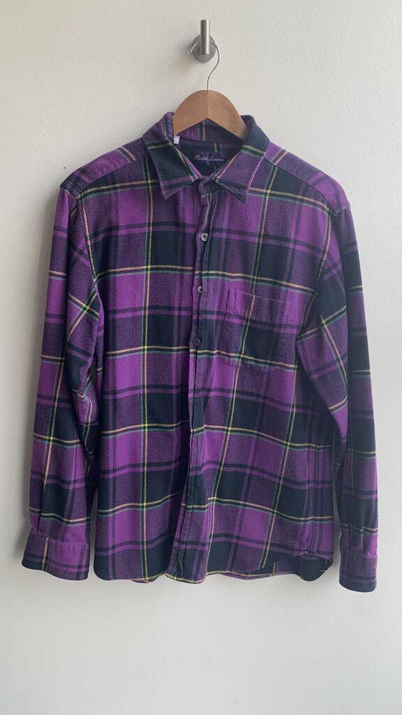 Pre-Owned Ralph Lauren Purple Plaid Button Up Top- Size Large