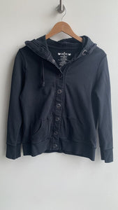 Pre-Owned Onyx Black Snap Front Hooded Cotton Jacket - SIze Small