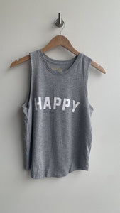 Pre-Owned Spirtial Gangster Grey Athlethic 'Happy' Tank Top- Size X-Small