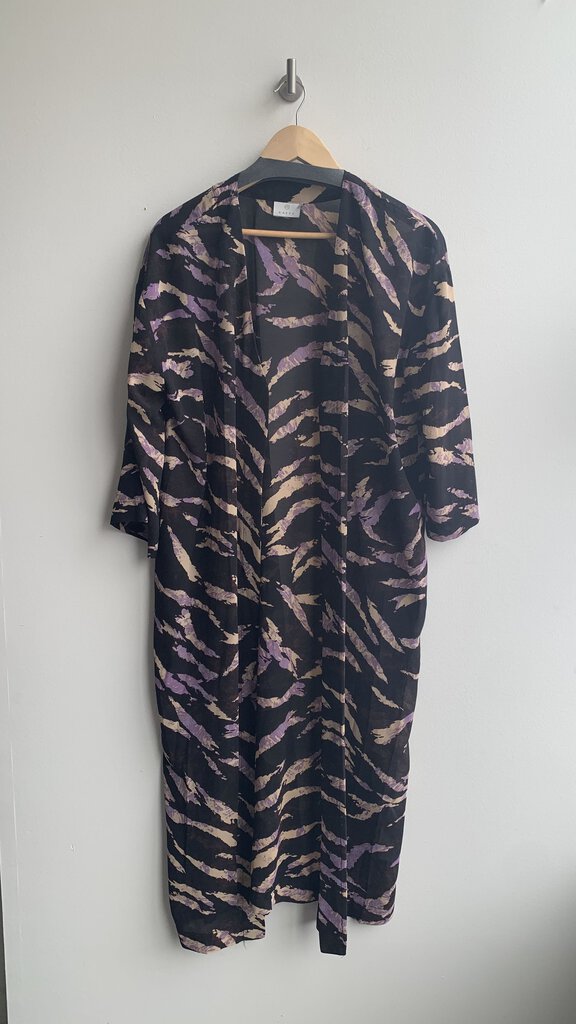 Pre-Owned Kaffe Black with Cream/Purple Zebra Print Kimino- Size O/S