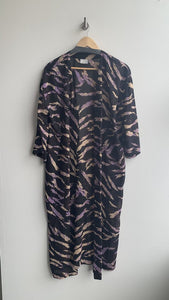 Pre-Owned Kaffe Black with Cream/Purple Zebra Print Kimino- Size O/S