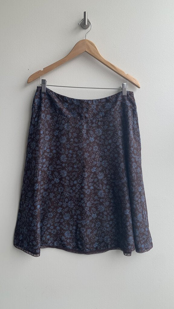 Pre-Owned Esprit Brown Floral Midi Skirt- Size 10