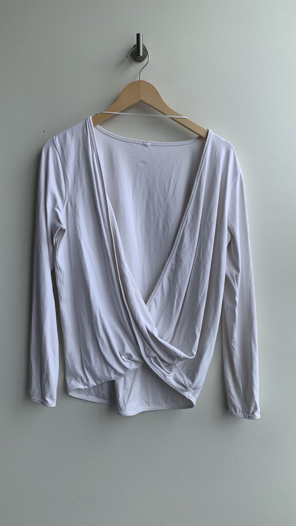 Pre-Owned Lululemon White Long Sleeve Wrap Front Top- Size Large (Estimated)