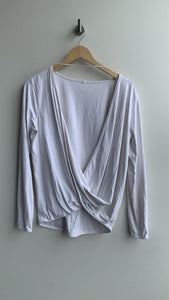 Pre-Owned Lululemon White Long Sleeve Wrap Front Top- Size Large (Estimated)