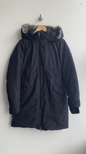 Pre-Owned The North Face Black Down Filled Removable Hood Parka- Size Large