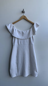 Pre-Owned Zara White Off Shoulder Waffle Dress- Size Medium