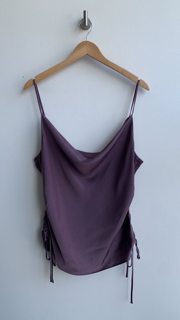 Pre-Owned Dex Purple Drape Neck Drawstring Sides Spaghetti Strap Tank- Size X-Large