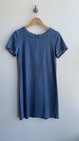 Pre-Owned Banana Republic Denim Round Neck Back Zipper T-Shirt Style Dress- Size 8