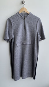 Pre-Owned Michael Tyler Grey Quarter Zip Short Sleeve Collared Sweater Dress- Size X-Large