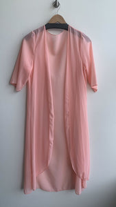 Pre-Owned Peach Sheer Short Sleeve Cover Up- Size Small (Estimated)