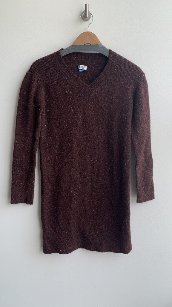 Pre-Owned Kavu Maroon Speckled V-Neck Sweater Dress- Size X-Small