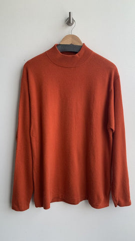 Pre-Owned Rossi Collezioni Rust Orange Cashmere Knit Mock Neck Sweater- Size Large