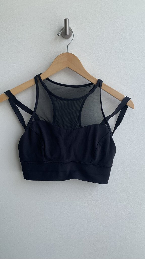 Pre-Owned Lululemon Black Mesh Racerback Double Strap Cover Sports Bra- Size 6