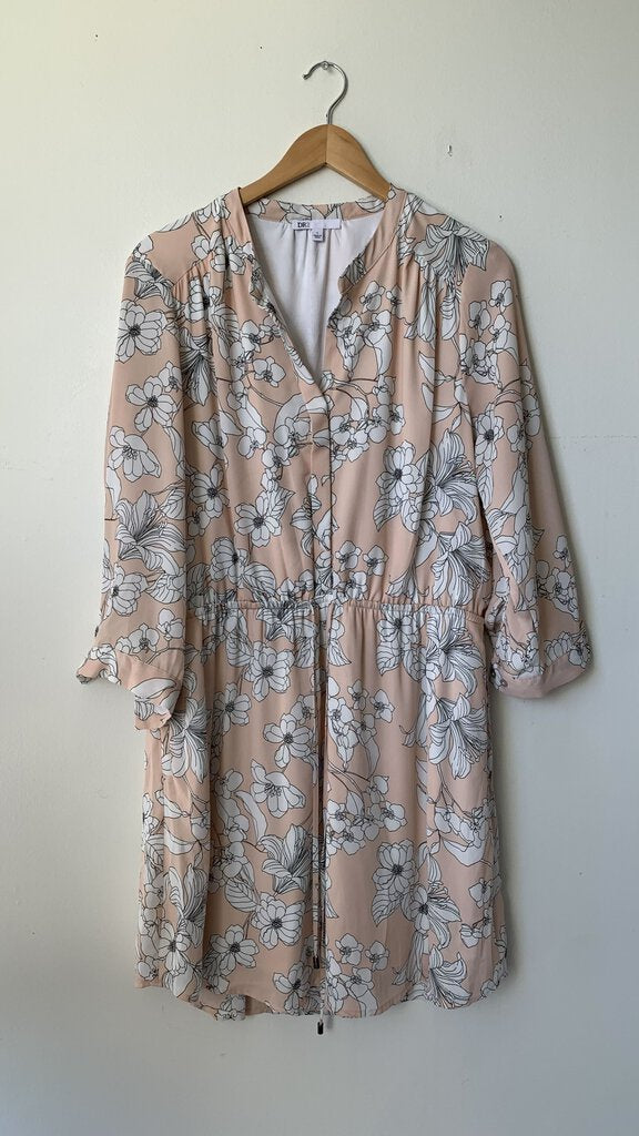 Pre-Owned DR2 Blush Floral Print Long Sleeve Dress - Size Large