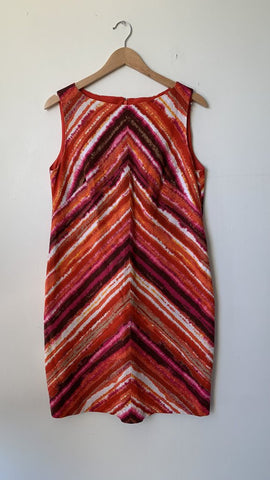 Pre-Owned Jones New York Red/Pink Printed Sleeveless Dress - Size 12