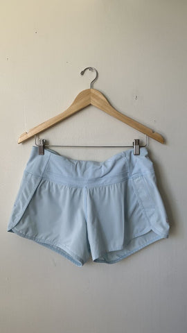 Pre-Owned Lululemon Baby Blue Speed Up Running Shorts - Size 6