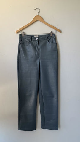 Pre-Owned Wilfred Slate Grey Faux Leather Pants- Size 2