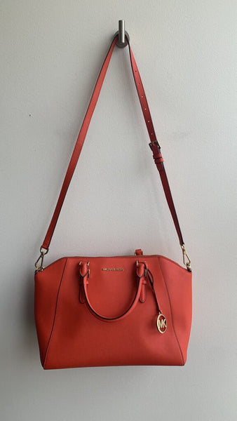 Pre-Owned Michael Kors Bright Orange Satchel Crossbody Handbag