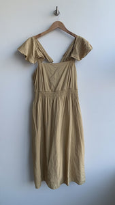 Pre-Owned RW & Co Mustard Midi Ruffle Straps Stretch Waist Dress- Size X-Large