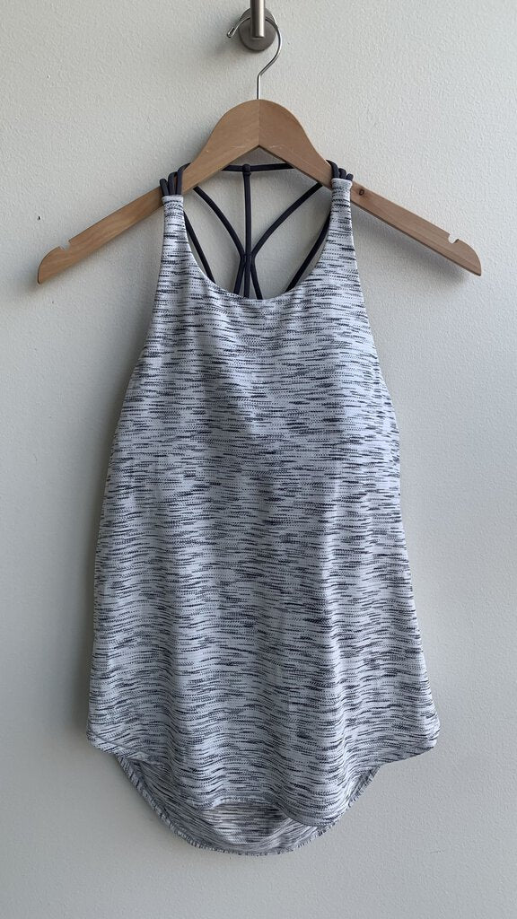 Pre-Owned Lululemon Grey Heathered High Neck Built in Sports Bra Tank Top- Size 6