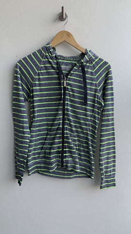 Pre-Owned Under Armour Grey/Green Zip Front Hoodie - Size Small