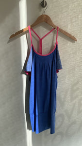 Pre-Owned The North Face Blue with Pink Detailing Under Bra Athletic Tank- Size Medium