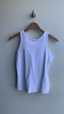 Pre-Owned Athleta White Built-in-Bra High Neck Tank - Size Medium