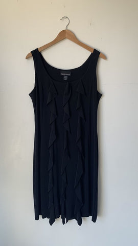 Pre-Owned Frank Lyman Black Sleeveless Ruffle Front Dress- Size 14