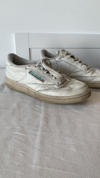 Pre-Owned Reebok White Vintage Lace Up Runners- Size 5.5