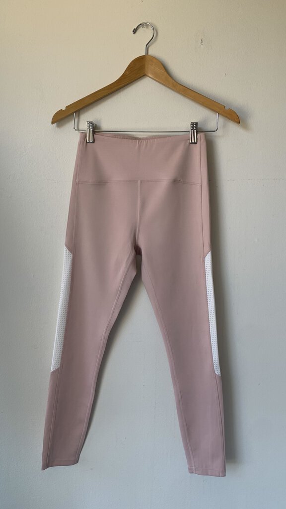 Pre-Owned Zyia Pink White Mesh Panel Legging- Size 6/8