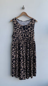 Pre-Owned BomBom Taupe Leopard Sleeveless Aline Dress- Size Medium (Estimated)