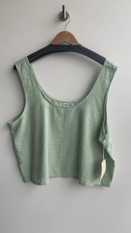 Central Standard Seafoam High Neck Boxy Crop Tank (NWT)- Size X-Large