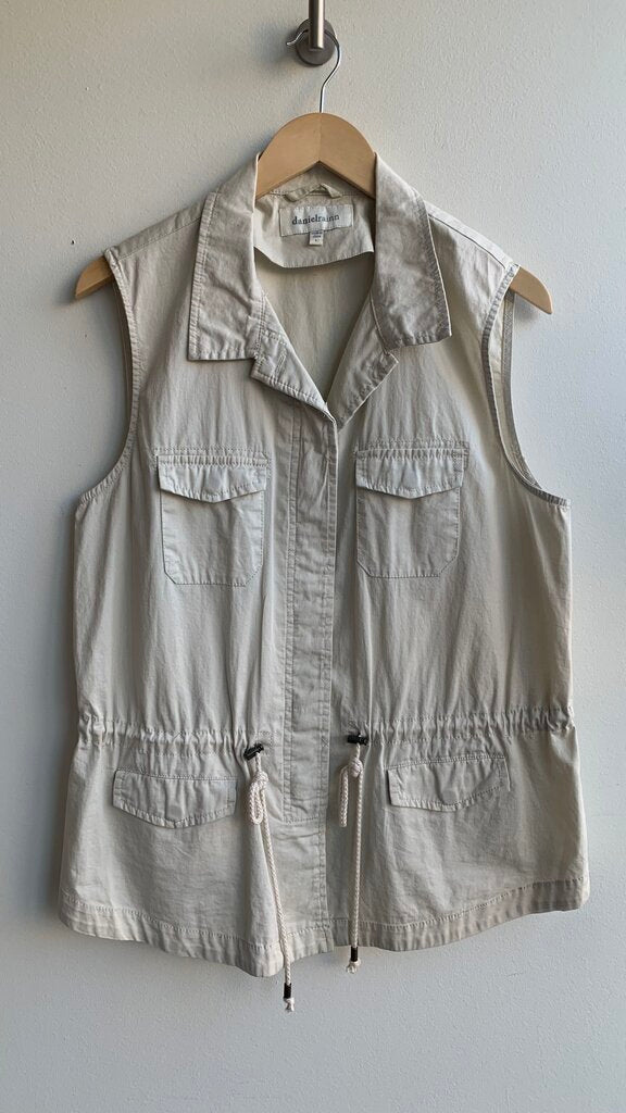 Pre-Owned Daniel Rainn Tan Cotton Cinch Waist Vest - Size Large
