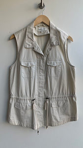 Pre-Owned Daniel Rainn Tan Cotton Cinch Waist Vest - Size Large