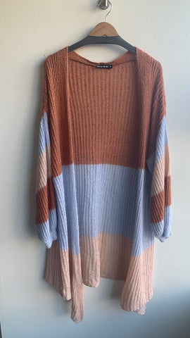 Pre-Owned Cara & The Sky Tri-Colour Long Cardigan - Size Medium