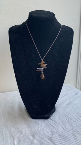 Pre-Owned Multi Colour Rock Pendant Long Necklace