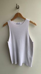 Pre-Owned BR Standard by Banana Republic White Ribbed Knit Sleeveless Sweater Top- Size X-Large