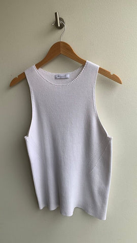 Pre-Owned BR Standard by Banana Republic White Ribbed Knit Sleeveless Sweater Top- Size X-Large
