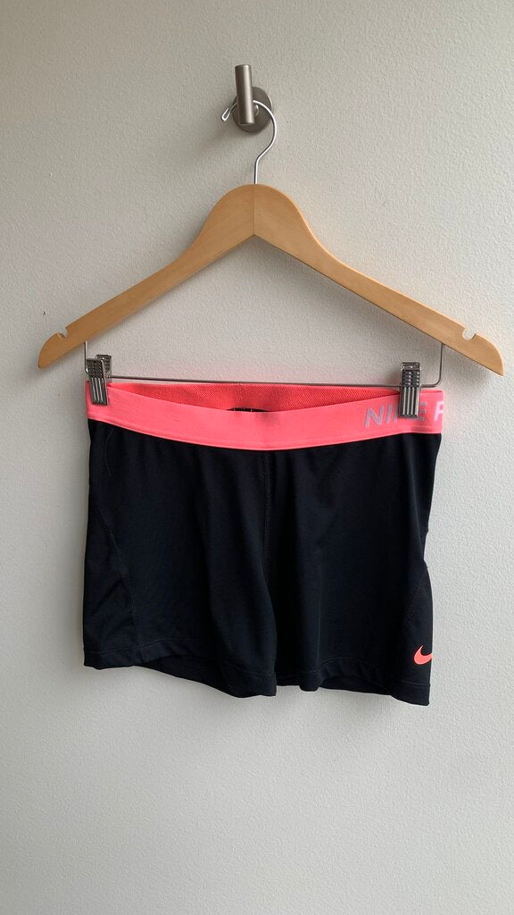 Pre-Owned Nike Dri-Fit Black with Neon Pink Band Spandex Shorts - Size Large